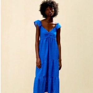 ZARA - EMBROIDERED EYELET STRAPPY DRESS